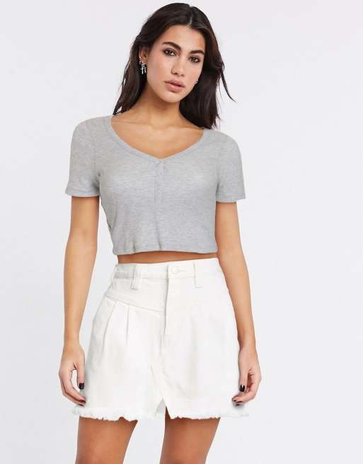 Free People – Biała jeansowa spódnica mini