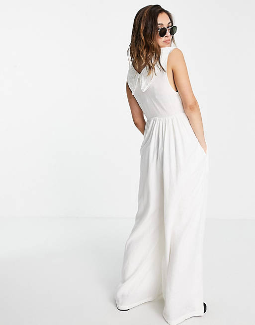  Free People big love wide leg jumpsuit with oversized collar 