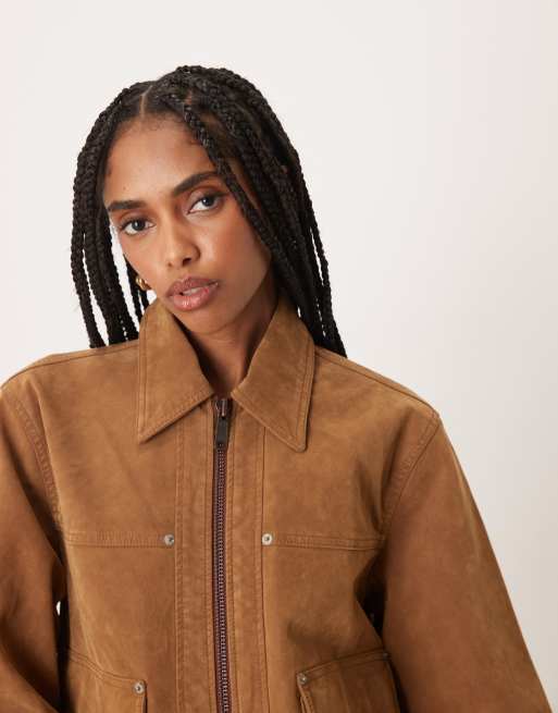 Free People blair vegan suede jacket in brown | ASOS