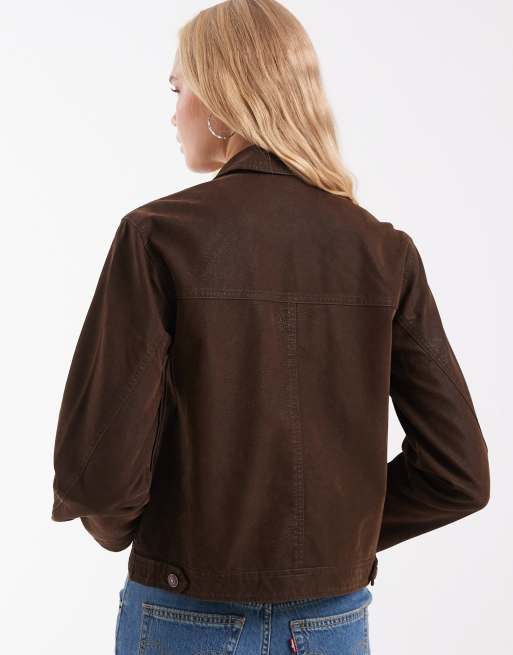 Free People Blair vegan suede sierra jacket in chocolate torte, 4 of 4
