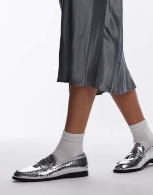  blanket stitch metallic loafers 
