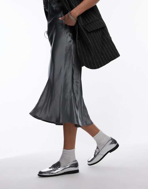 Free People blanket stitch metallic loafers in silver, 3 of 4