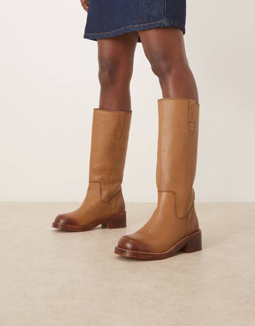 Free People blaze leather pull-on boots in toast, 4 of 4