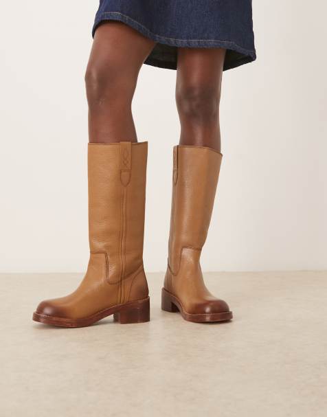 Free People blaze leather pull-on boots in toast - view 1