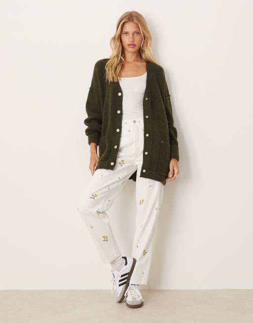 Free People Blazing cardigan in dark green, 2 of 4