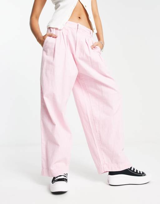 Free People – Blekrosa linnebyxor i ledig passform