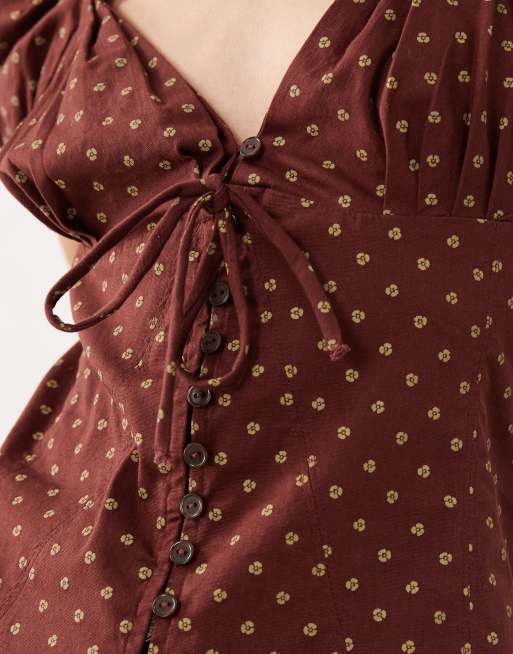 Free People - Blouse à pois - Chocolat, 2 de 4
