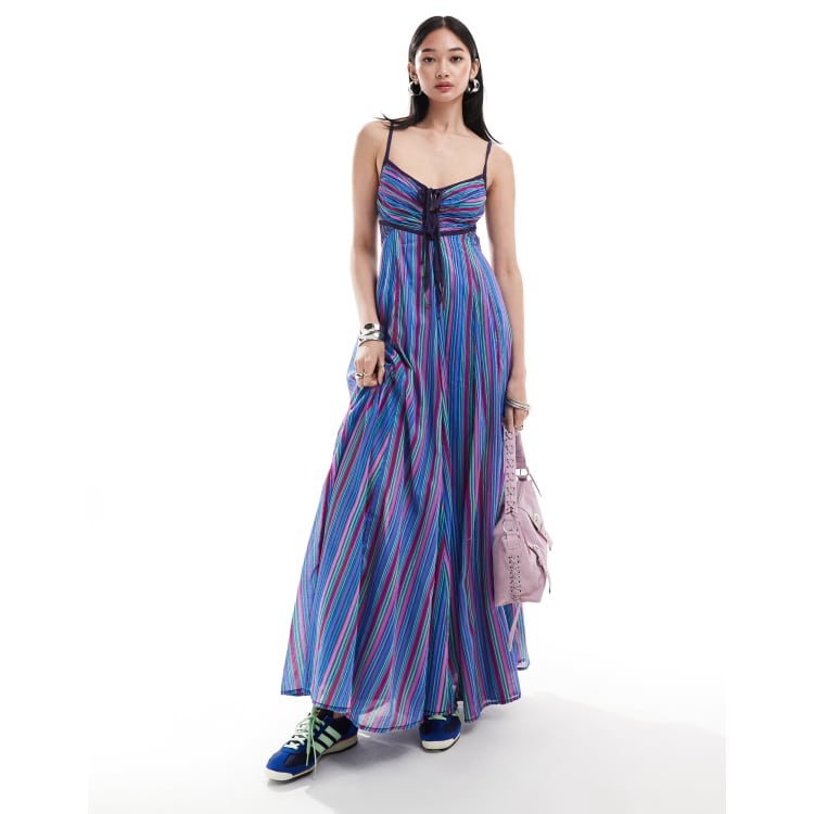 free people blue striped dress Shellyanne Striped Maxi Dress