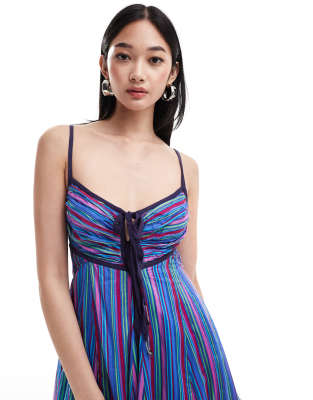 free people blue striped dress Free People Havenwood Embroidered Check Maxi Dress In Blue