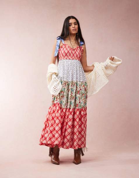 Free People bluebell multi print ribbon-tie maxi dress in multi - view 1