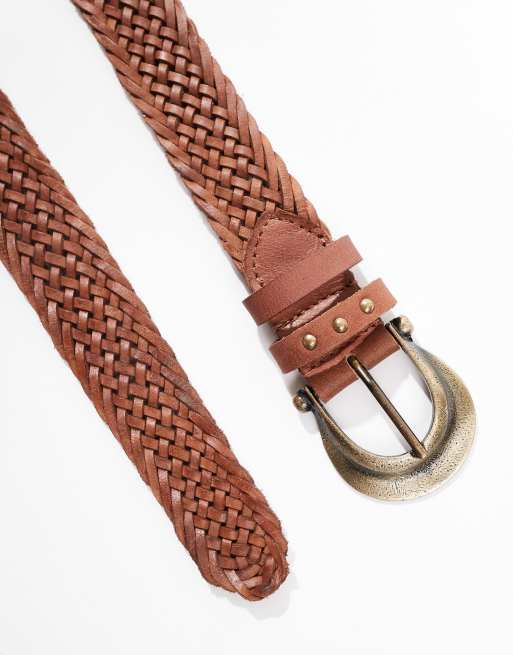 Free People boho brown weave belt | ASOS display picture 1