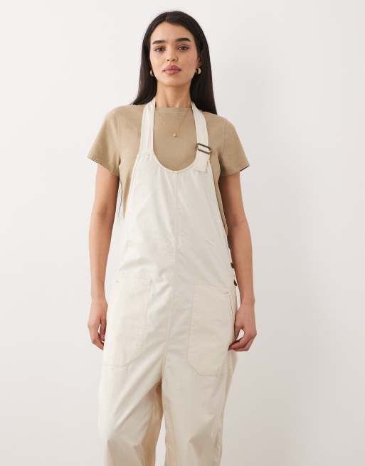 Free People boho chuck on dungarees in ivory, 3 of 4
