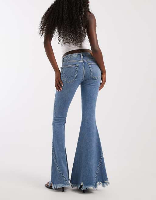 Free People boho low rise flare jeans in poppy blue, 2 of 5