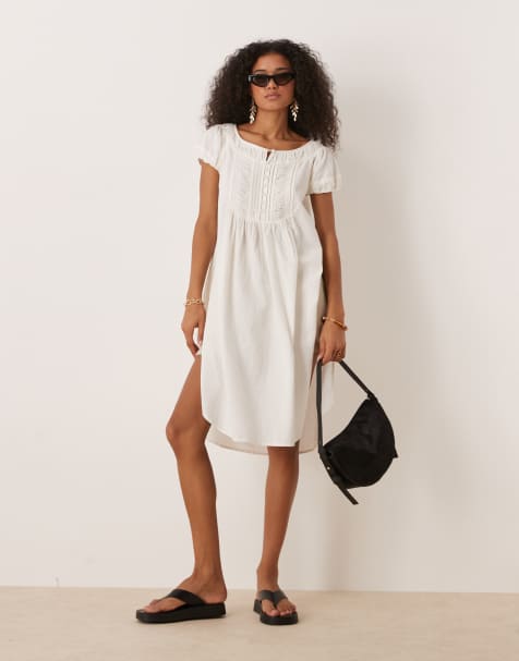 Free People boho midi tunic top in clean ivory - view 1