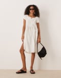 [Free People] Free People boho midi tunic top in clean ivory-White S CLEAN IVORY
