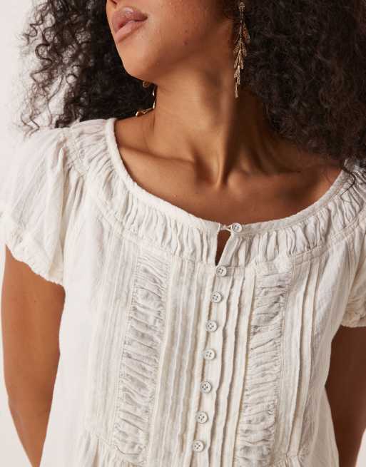 Free People boho midi tunic top in clean ivory, 2 of 4