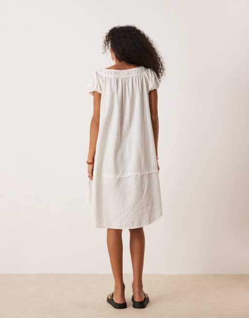 Free People boho midi tunic top in clean ivory, 3 of 4