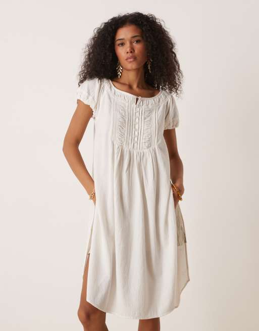 Free People boho midi tunic top in clean ivory, 4 of 4