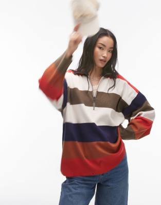 Free People Coastal Stripe Half-zip Pullover In Multi