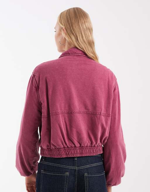 Free People bomber jacket in purple, 3 of 4
