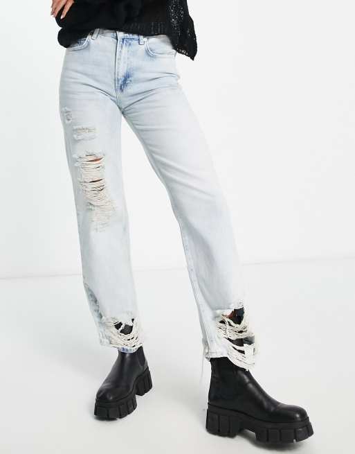 Free People Bonita rip front jeans in light blue ASOS