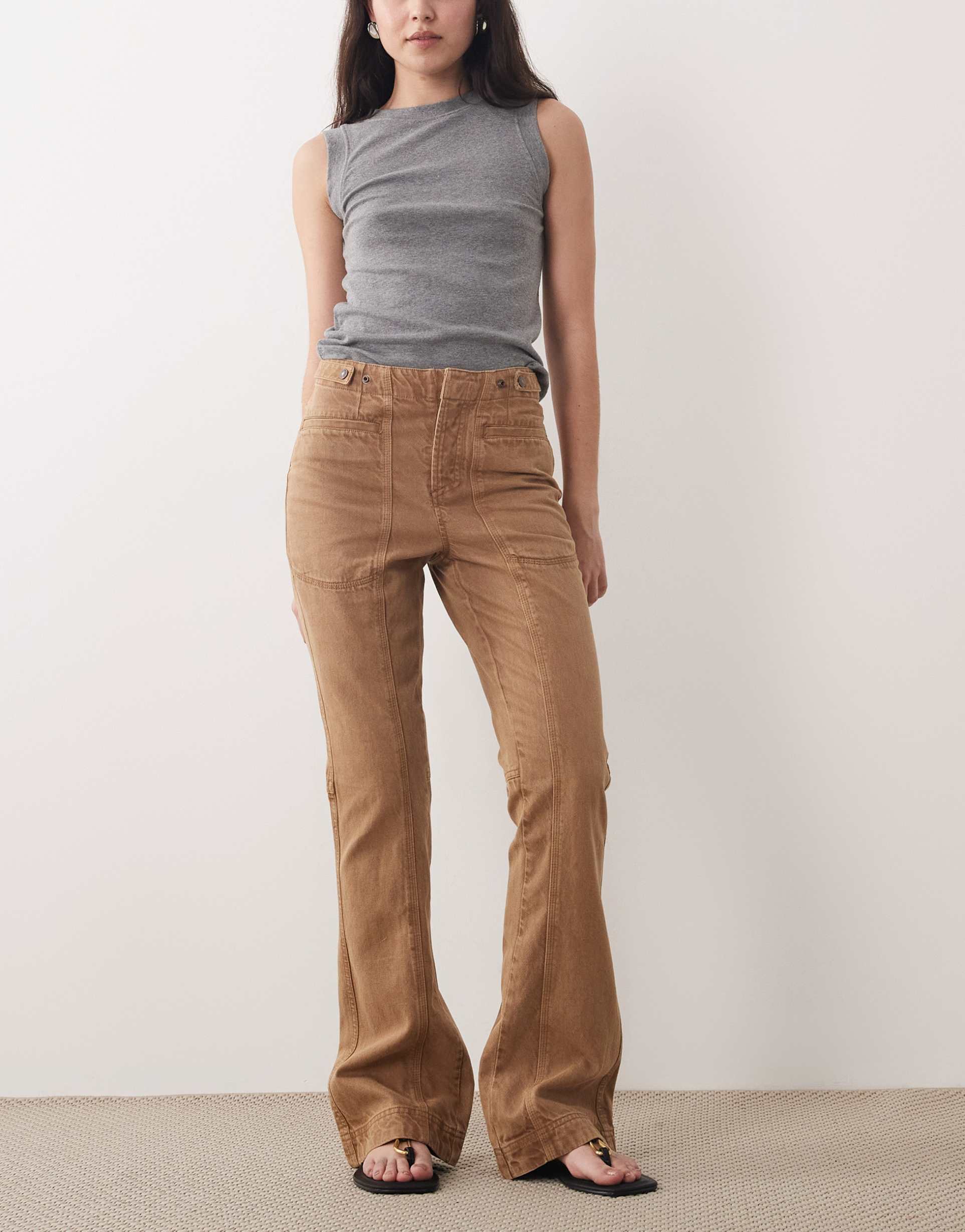 free people bootcut jeans in brown