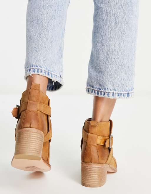 Free People - Bottines en cuir avec boucle - Fauve, 4 de 4