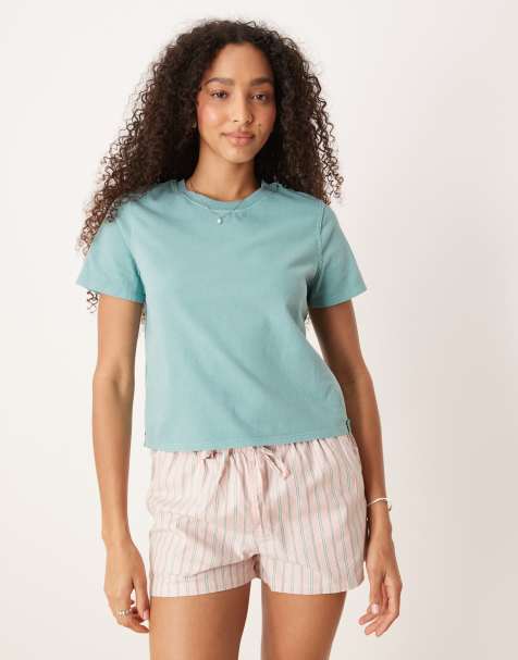 Free People boxy fit everyday tee in mineral blue - view 1