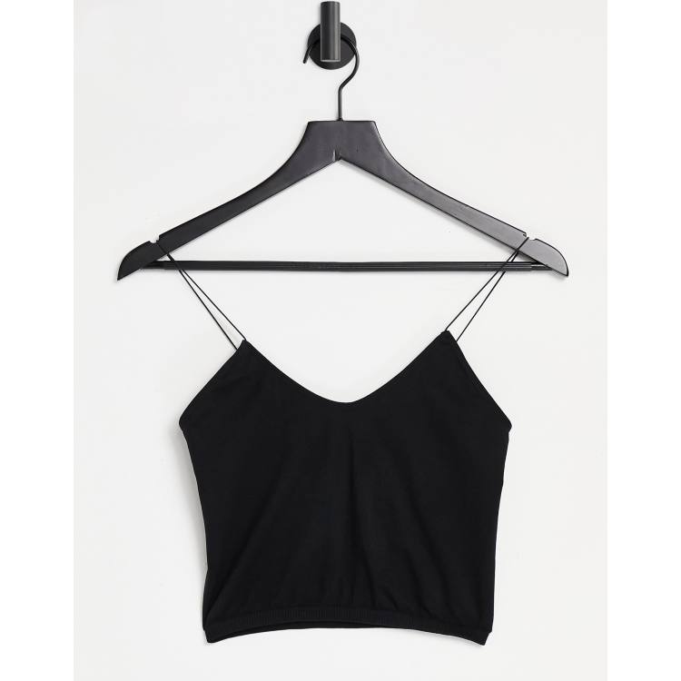 Free People Brami Skinny Strap cami Top in black