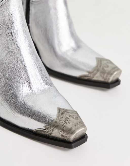 Free People brayden western boot in silver pewter