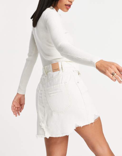 Free people store white jean skirt