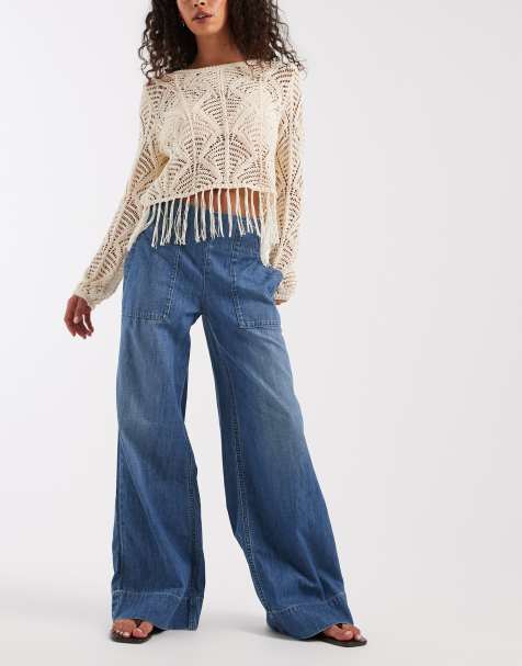 Free People Breezy denim pull on jeans in cobalt - view 1