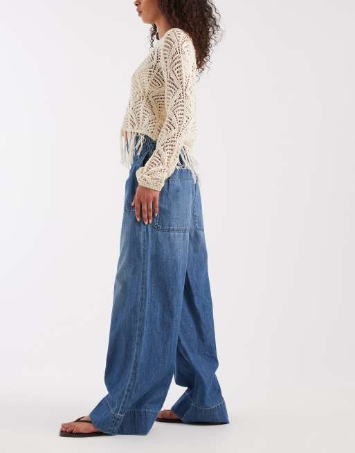 Free People Breezy denim pull on jeans in cobalt, 2 of 5