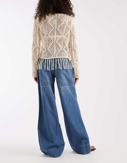 Free People Breezy denim pull on jeans in cobalt, 3 of 5