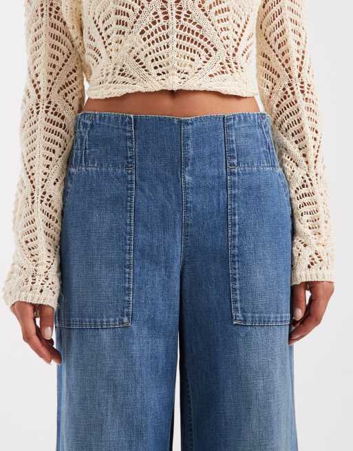 Free People Breezy denim pull on jeans in cobalt, 4 of 5