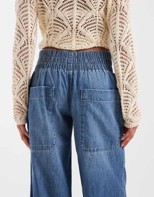 Free People Breezy denim pull on jeans in cobalt, 5 of 5