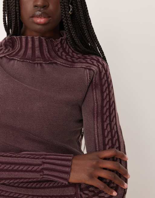 Free People - Breezy - Pull en maille côtelée à col montant et manches longues - Raisin vintage, 4 de 4