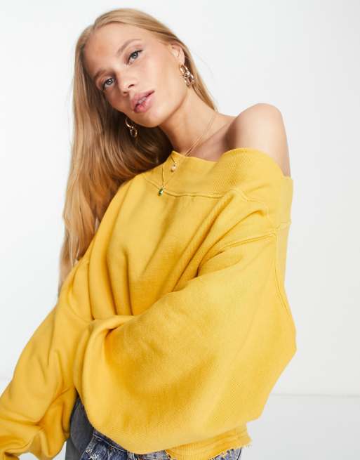 Free People Bri oversized sweatshirt in washed yellow ASOS