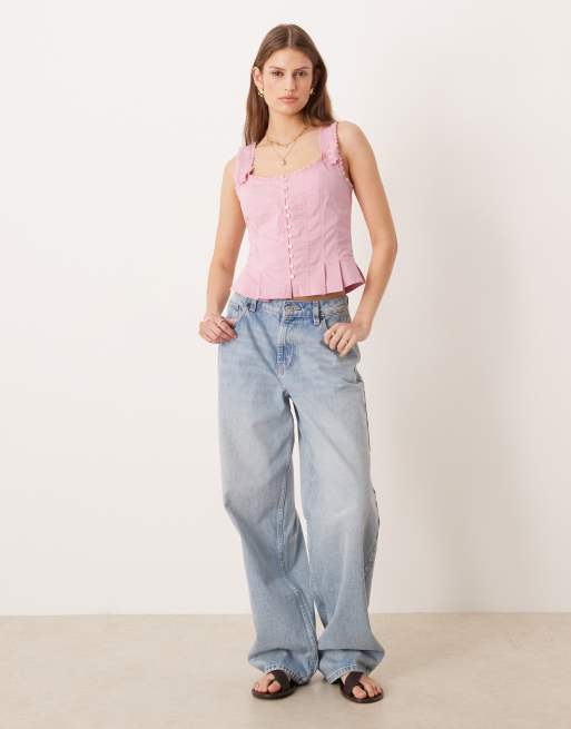 Free People - Bridgette - Top a corsetto rosa, 2 di 4