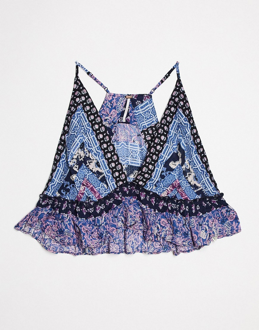 Free People Brighter Than Sunshine Printed Top-blue
