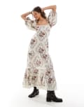 [Free People] Free People broderie maxi dress in white S Light combo