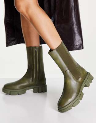 Free People brooks lug sole chunky boots in khaki - ASOS Price Checker