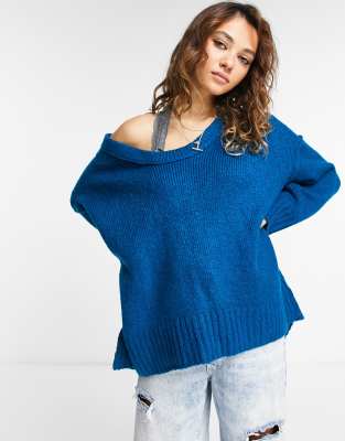Free People Brookside jumper in blue - ASOS Price Checker