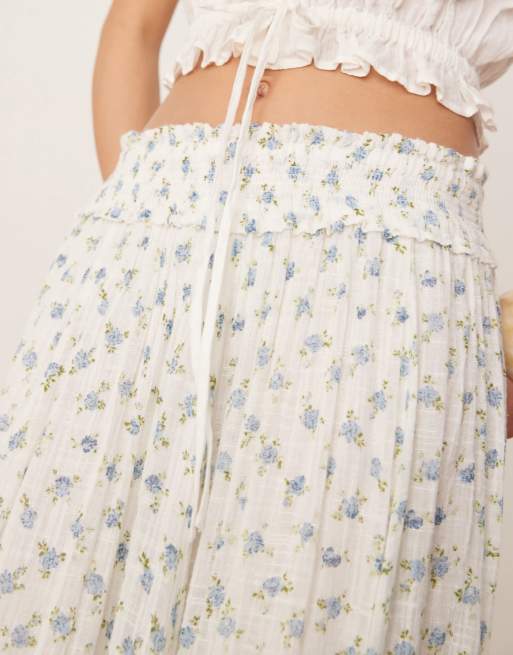 Free People brynn micro floral tiered maxi skirt in ivory, 4 of 5
