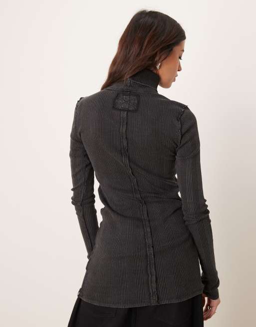 Free People brynn ribbed detail turtleneck in black | ASOS