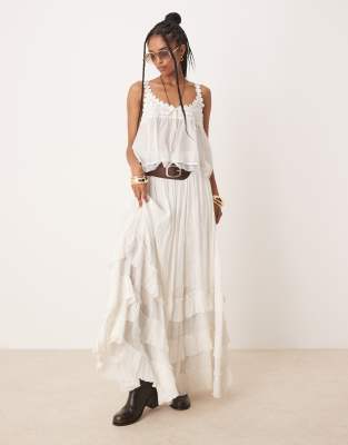 Free People Free People brynn ruffle maxi skirt in white