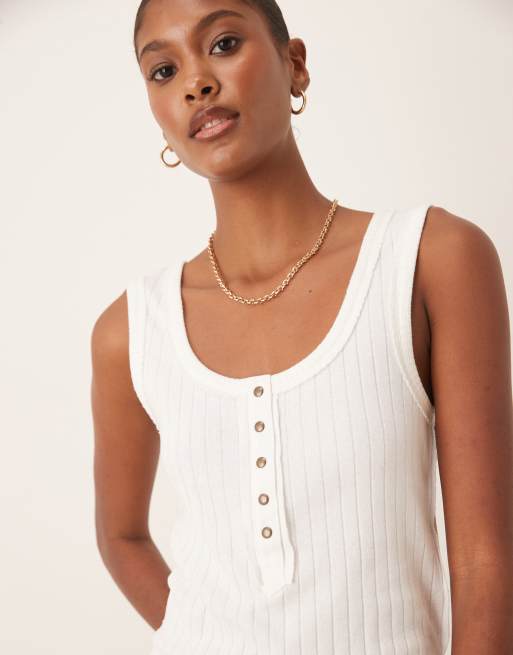 Free People Bryson henley singlet in white, 2 of 4