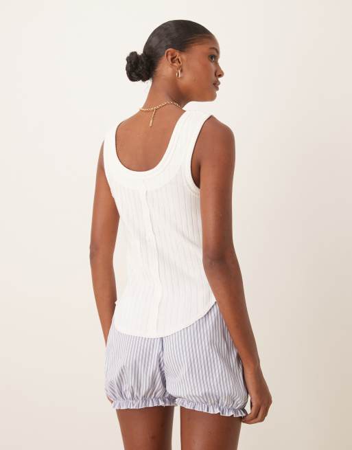 Free People Bryson henley singlet in white, 3 of 4