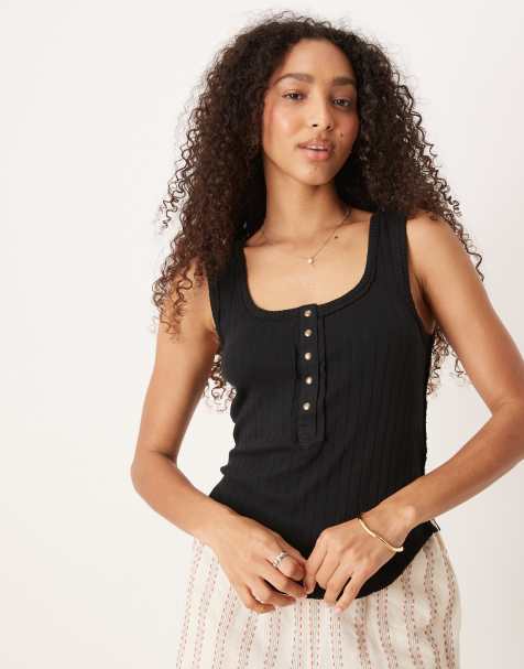 Free People – Bryson – Svart linne i henleystil - view 1