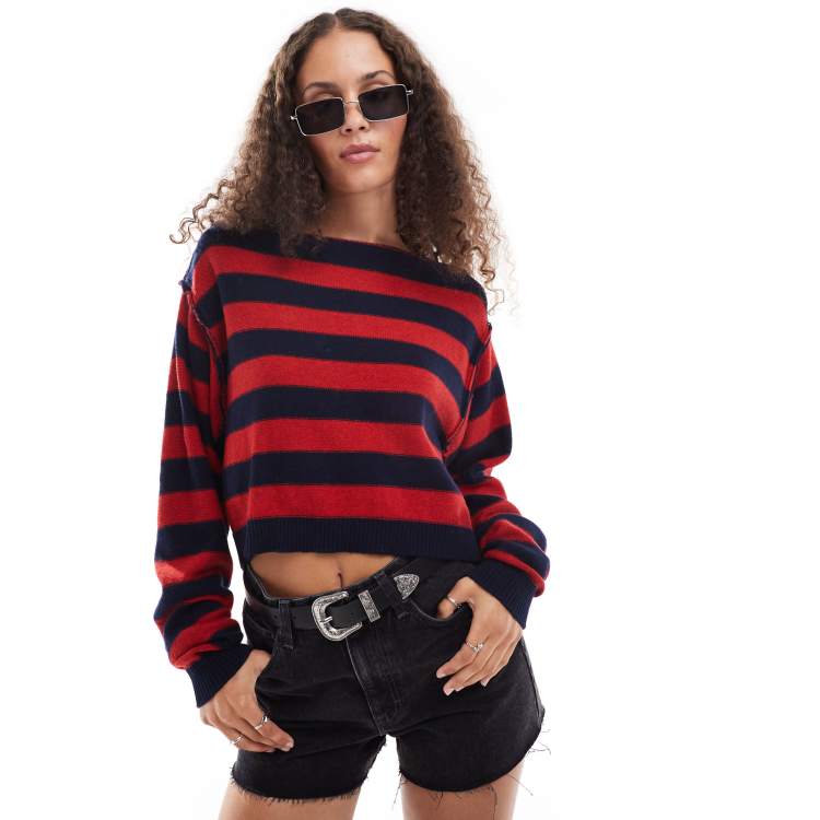 Free People – Bunt gestreifter Pullover mit Schlitzausschnitt ASOS